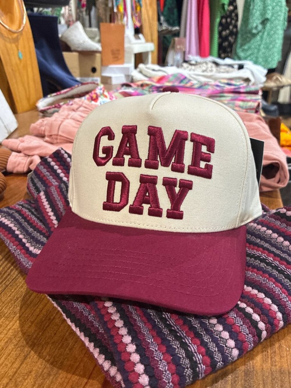Maroon & Cream Embroidered Game Day Hat